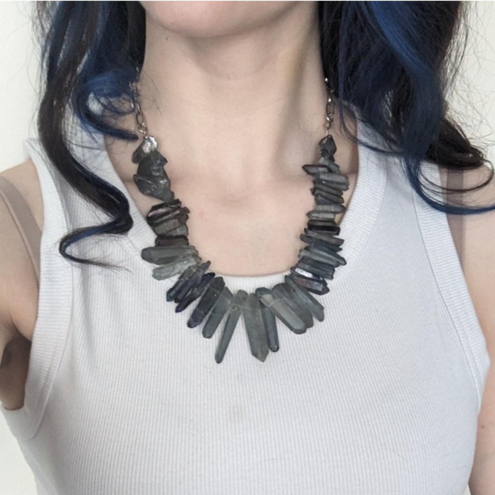 Stormy gray crystal statement necklace